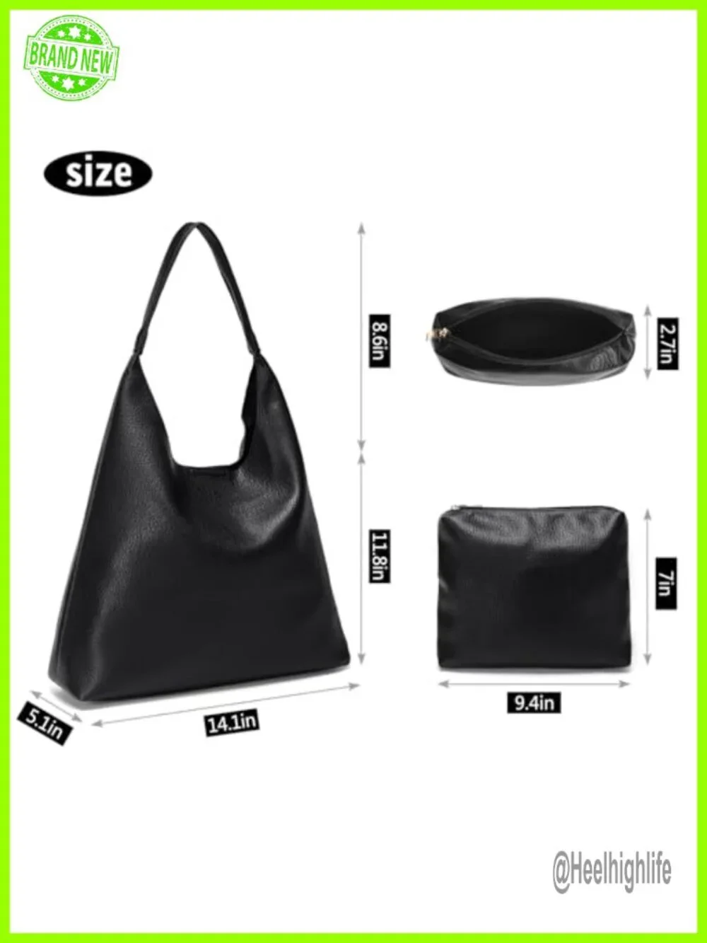Soft Vegan Leather Slouchy Hobo Tote Purse Shoulder Bag for Work Travel